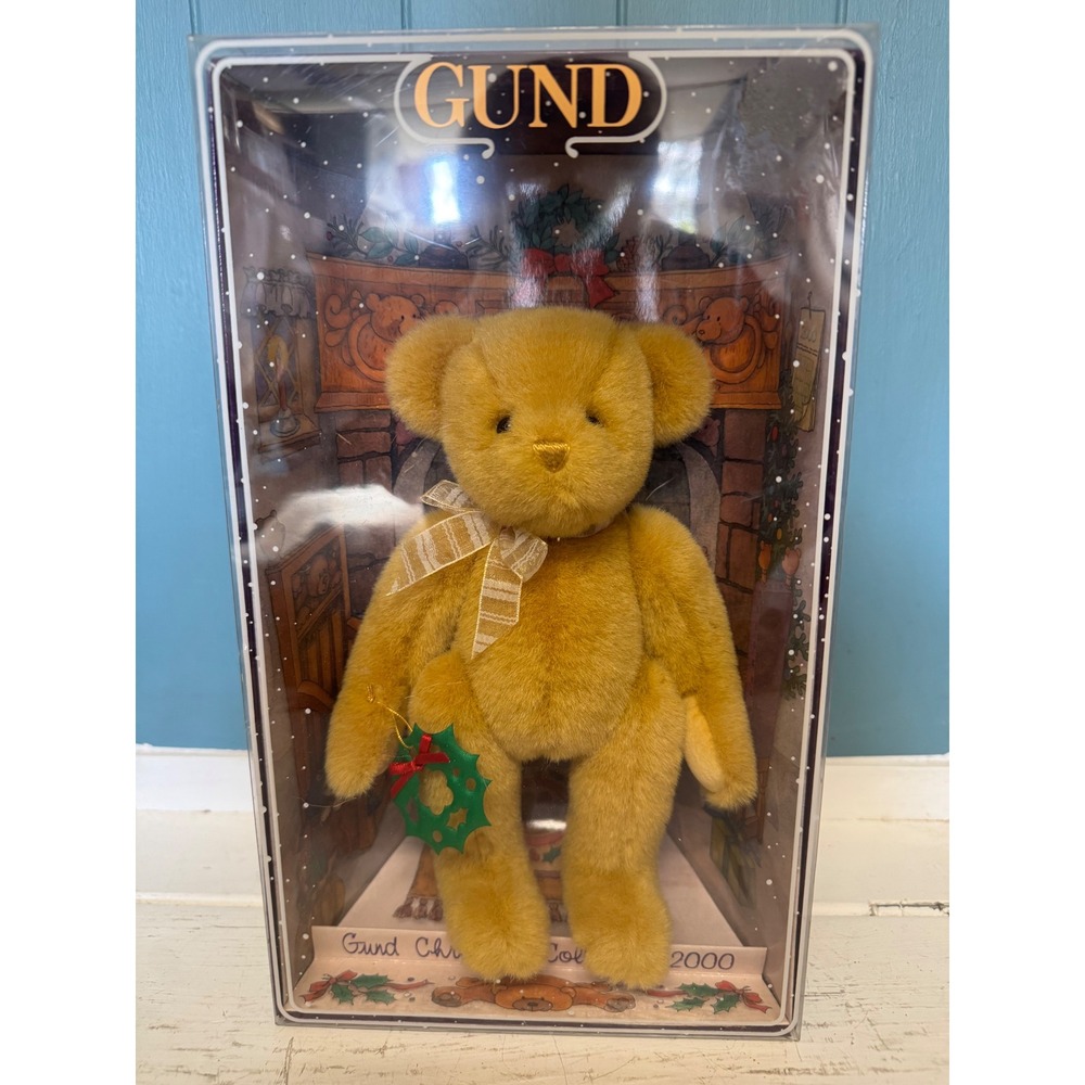 Gund Christmas Collection 2000 Yulebeary Teddy Bear Plush NIB‎ Holiday Wreath